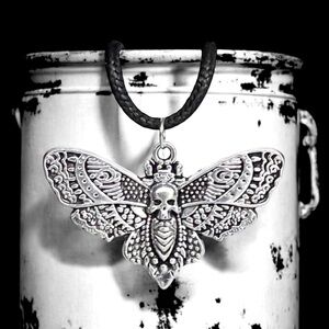 5 For $25💫Silver Death Skull Wicked Biker Goth Mothra Pendant Necklace